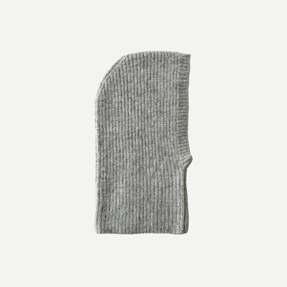 Women's Knit Balaclava Earflap Hat – Warm Alpaca Wool Blend Balaclava Earflap Hat PLUSH Light Grey