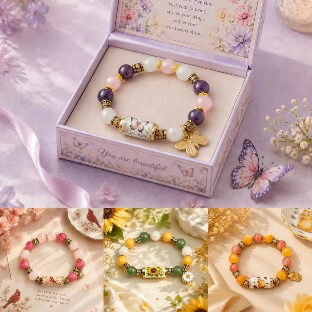 Hummingbird Butterfly Bee Sunflower Beaded Bracelet Women Beaded Bracelet PLUSH