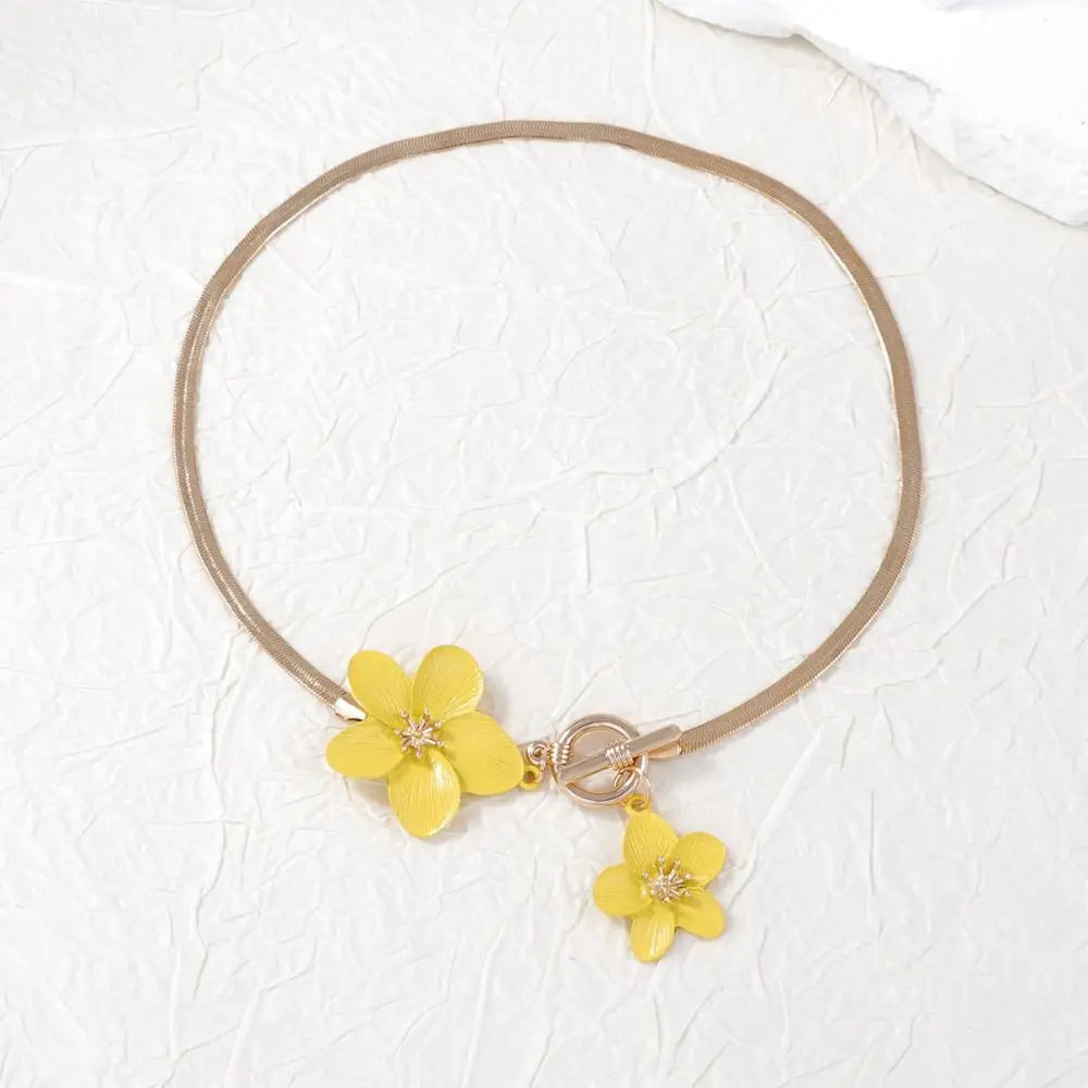 Bohemian Flower Snake Chain Necklace & Earrings Set | Women Jewelry Set PLUSH