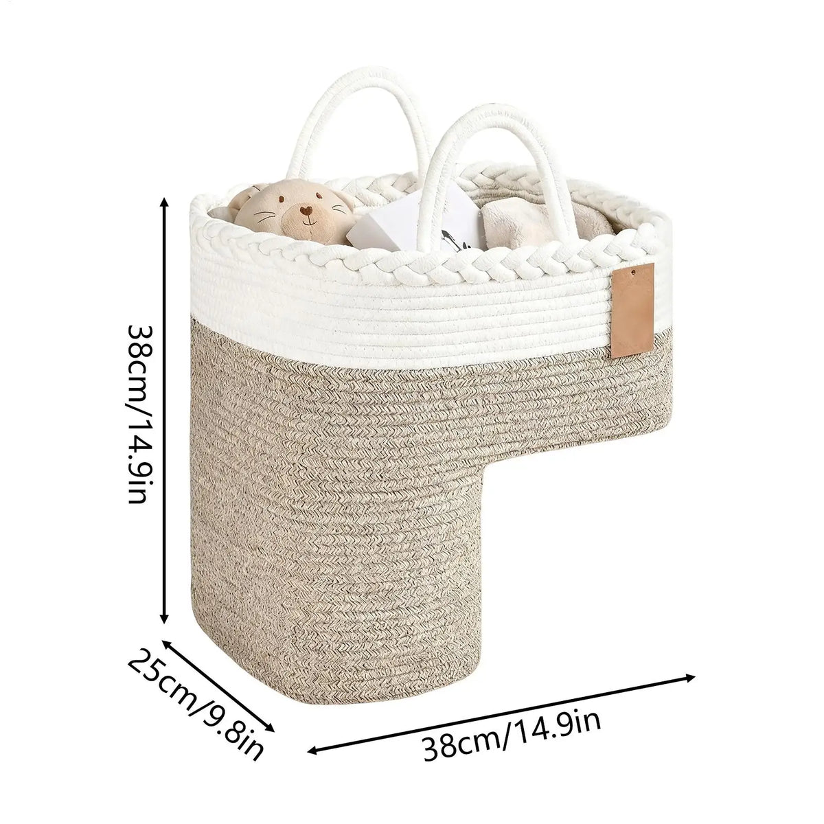 Stair Basket – L-Shaped Woven Cotton Staircase Organizer Stair Storage Basket PLUSH