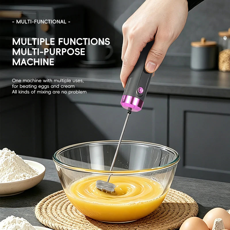 Handheld Mini Electric Milk Frother – USB Rechargeable, 3 Speeds Milk Frother PLUSH