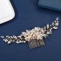 Pearl Flower Bridal Hair Comb – Sparkling Wedding Headpiece Bridal Hair Comb PLUSH Gold