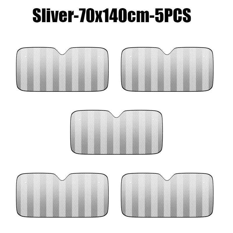 Thickened Aluminium Foil Car Sunshade – UV Front Windshield Cover Car Windshield Sunshade PLUSH 70x140cm 5PCS