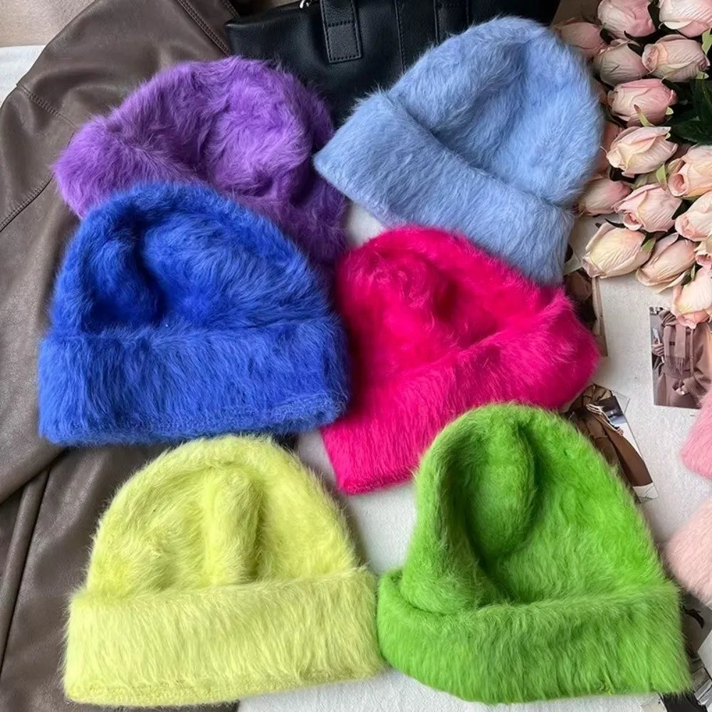Women's Slouchy Knit Beanie Hat – Y2K Winter Thermal Skullcap Winter Knit Beanie PLUSH