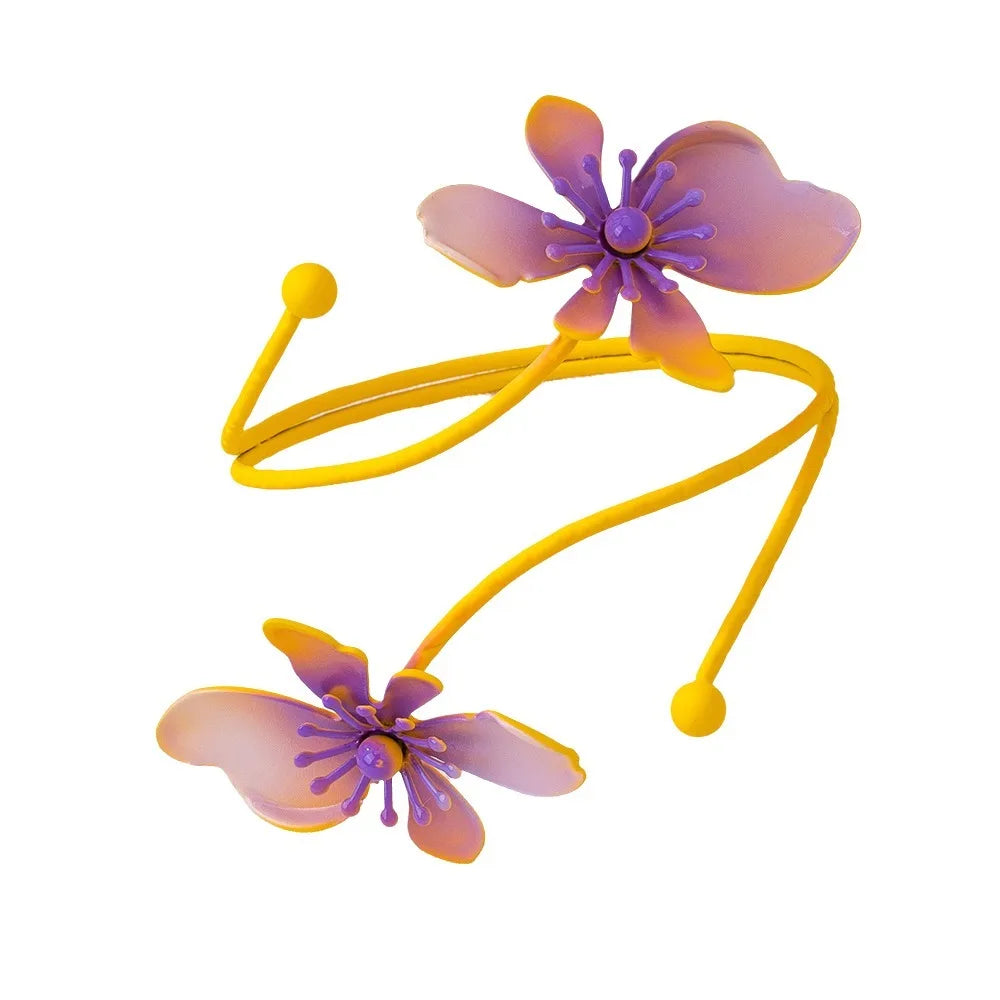 Colorful Floral Arm Cuff Open Bangle – Neon Gradient Armlet Arm Cuff Bangle PLUSH Yellow