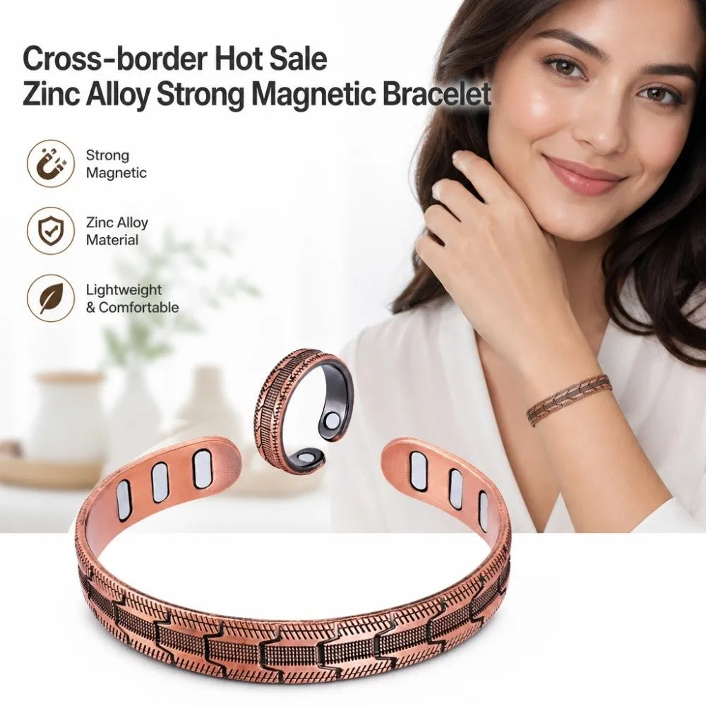 Zinc Alloy Magnetic Cuff Bracelet – Vintage Wheel Unisex Magnetic Cuff Bracelet PLUSH