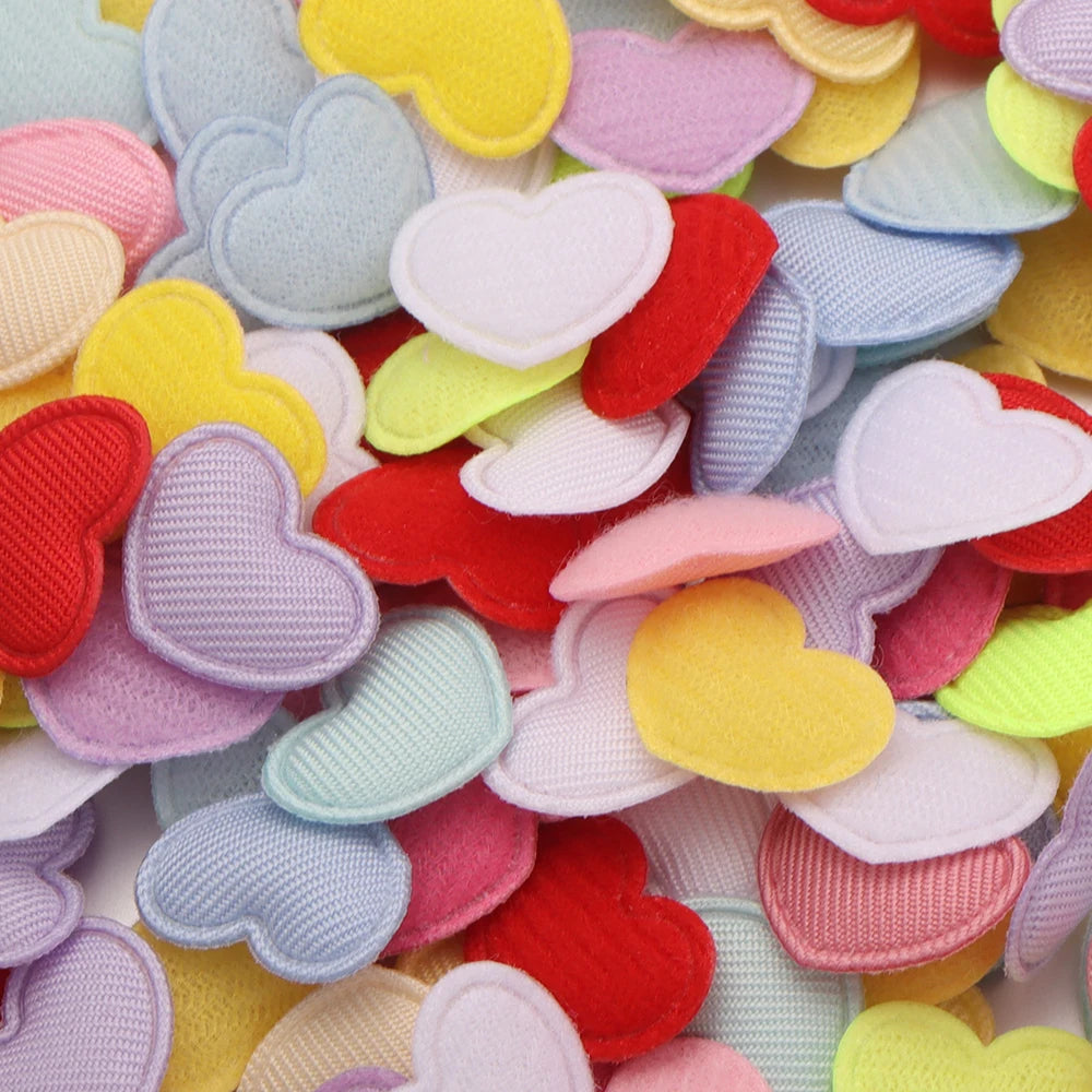 100pcs Heart Fabric Applique Patches 15x17mm – DIY Craft Fabric Applique Patches PLUSH