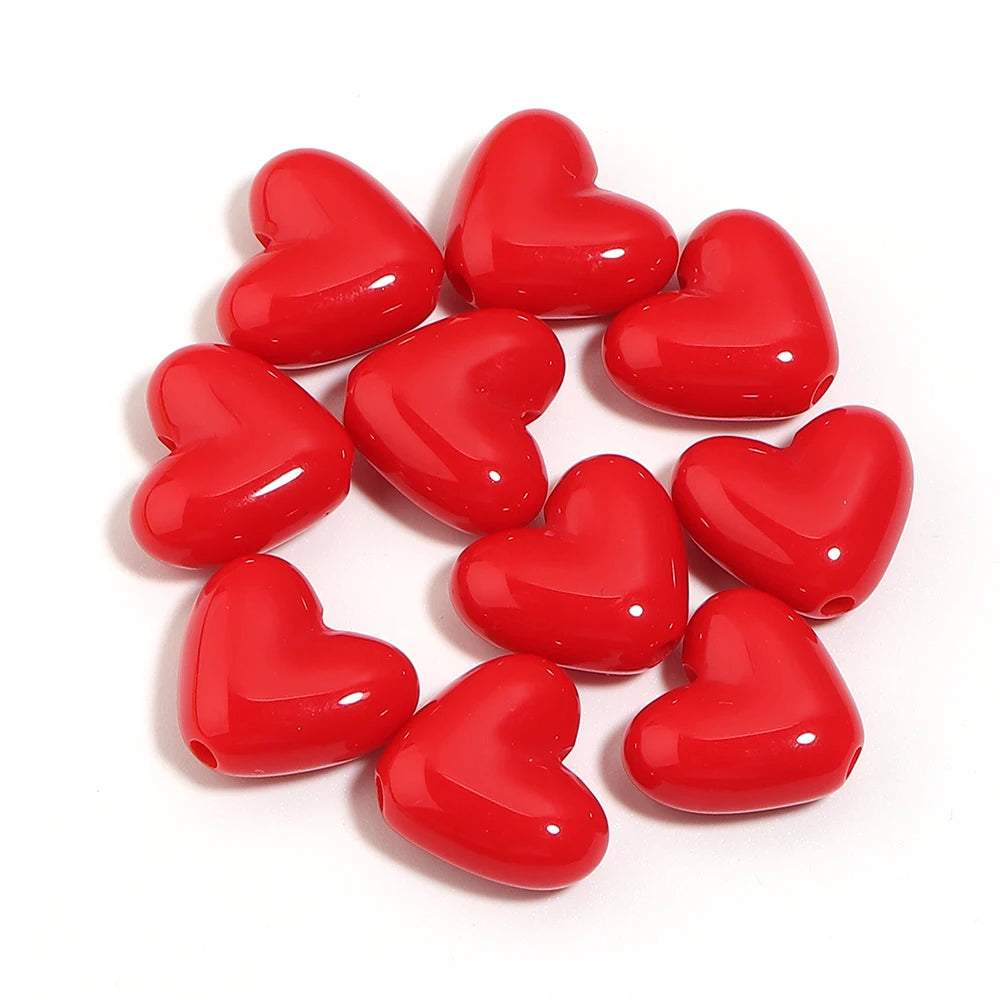 50pcs Y2K Heart Acrylic Spacer Beads – DIY Jewelry Making Acrylic Spacer Beads PLUSH red