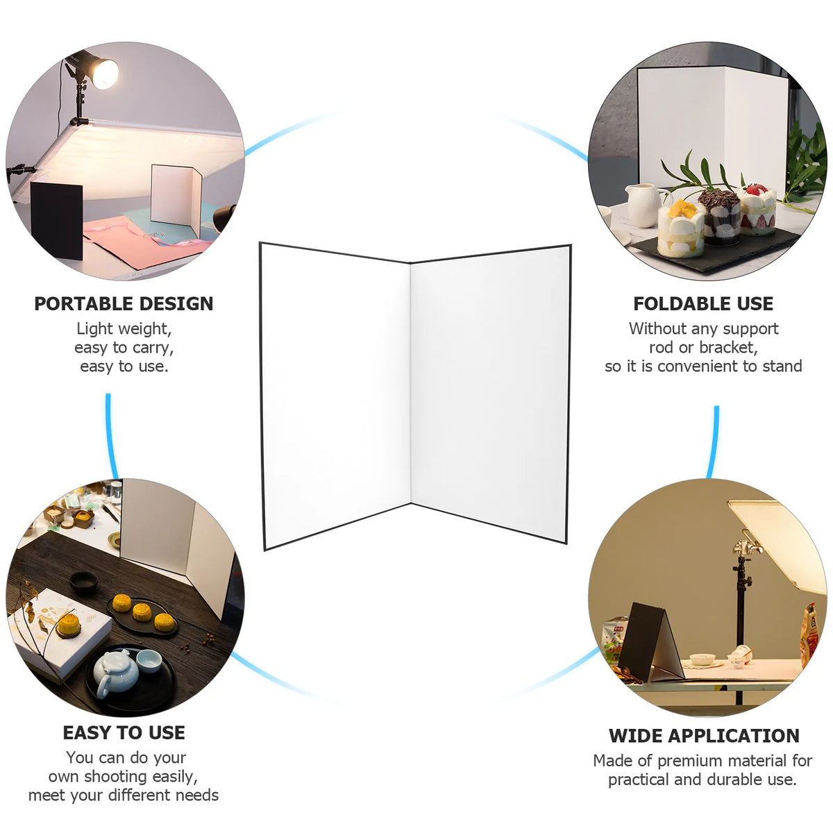 A4 Foldable Photography Light Reflector – White Silver Black Photography Reflector PLUSH