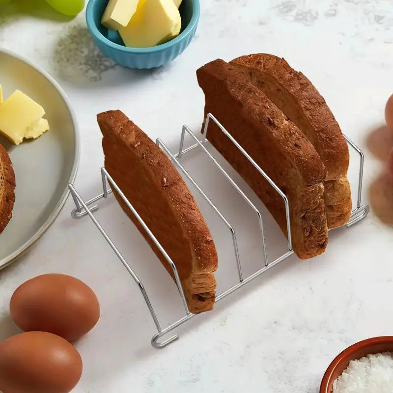 Stainless Steel 8-Slot Toast Rack & Bread Holder for Kitchen Kitchen Bread Rack PLUSH