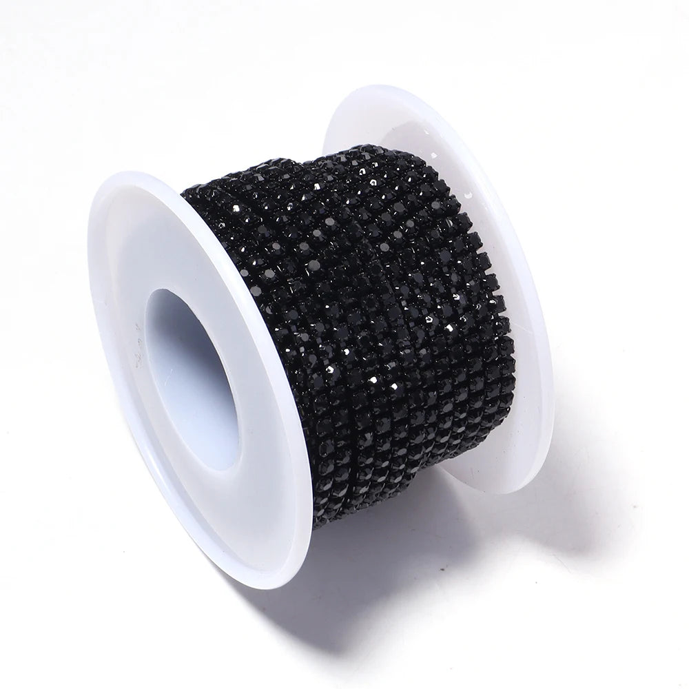10 Yards Black Rhinestone Claw Chain 2–3.5mm | DIY Jewelry Rhinestone Chain PLUSH 2.4mm