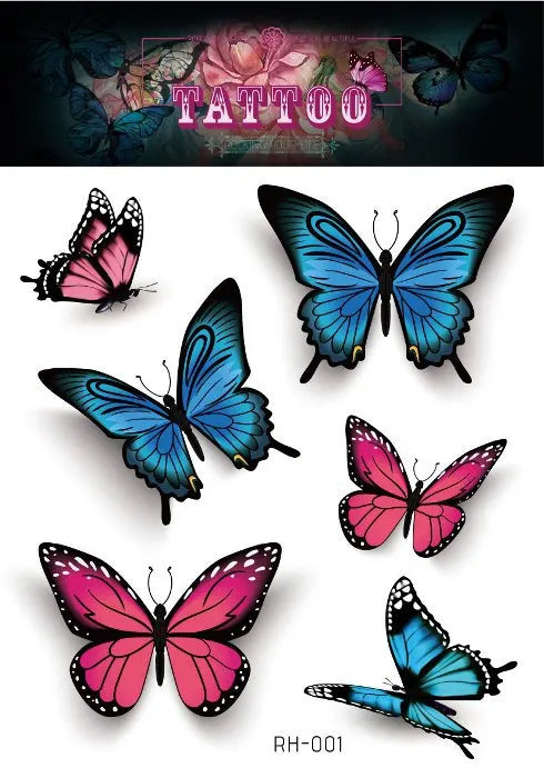 Purple Fairy Butterfly Glitter Temporary Tattoo Stickers
