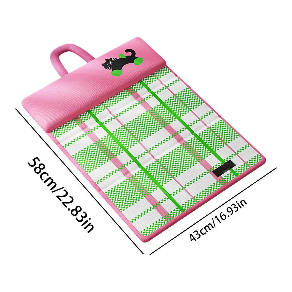 Foldable Double-Sided Cooling Pet Mat with Headrest | Cats & Dogs Pet Cooling Mat PLUSH Green