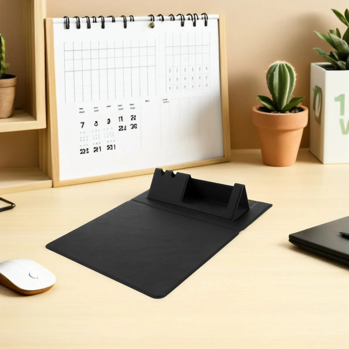 Foldable PU Laptop Mouse Pad with Phone & Pen Holder Foldable Mouse Pad PLUSH