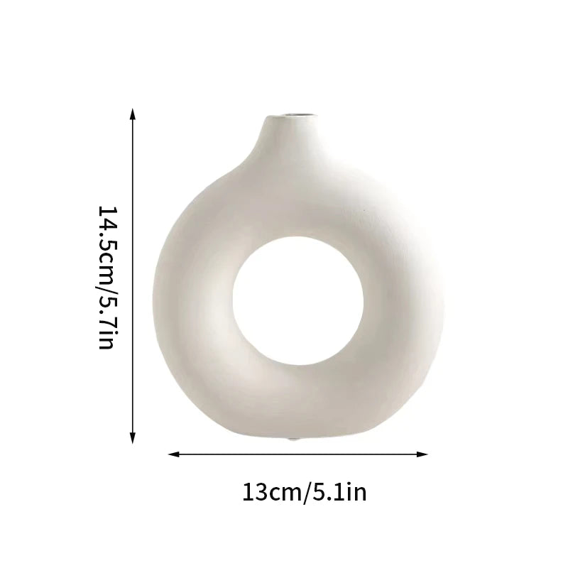 Nordic White Ceramic-Look Plastic Vase | Modern Home Decor Decorative Vase PLUSH White-S
