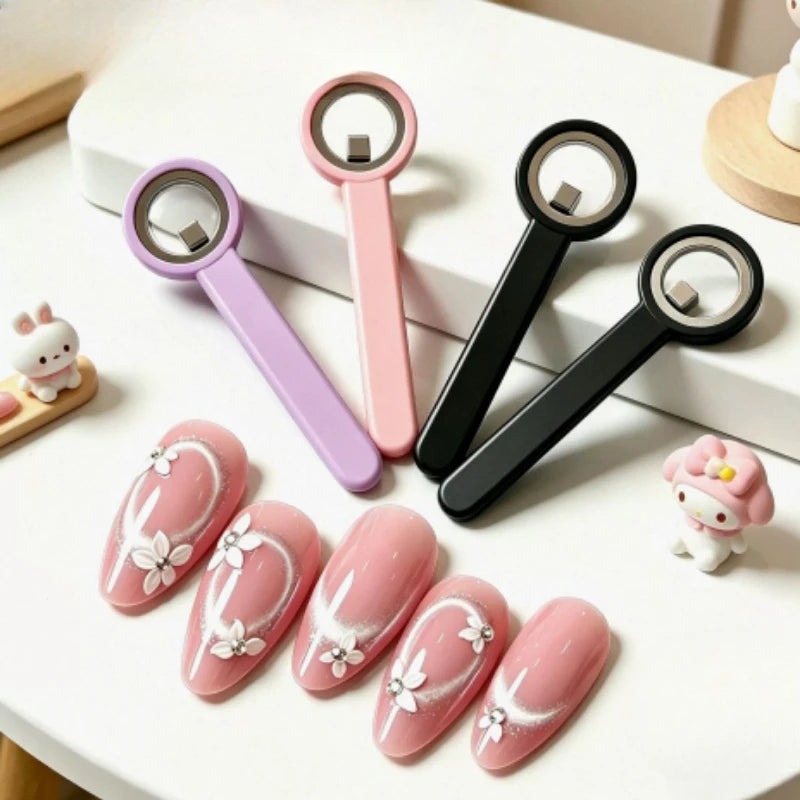 Cat Eye Nail Magnet Ring Tool with Handle | DIY Manicure Nail Art Magnet Tool PLUSH