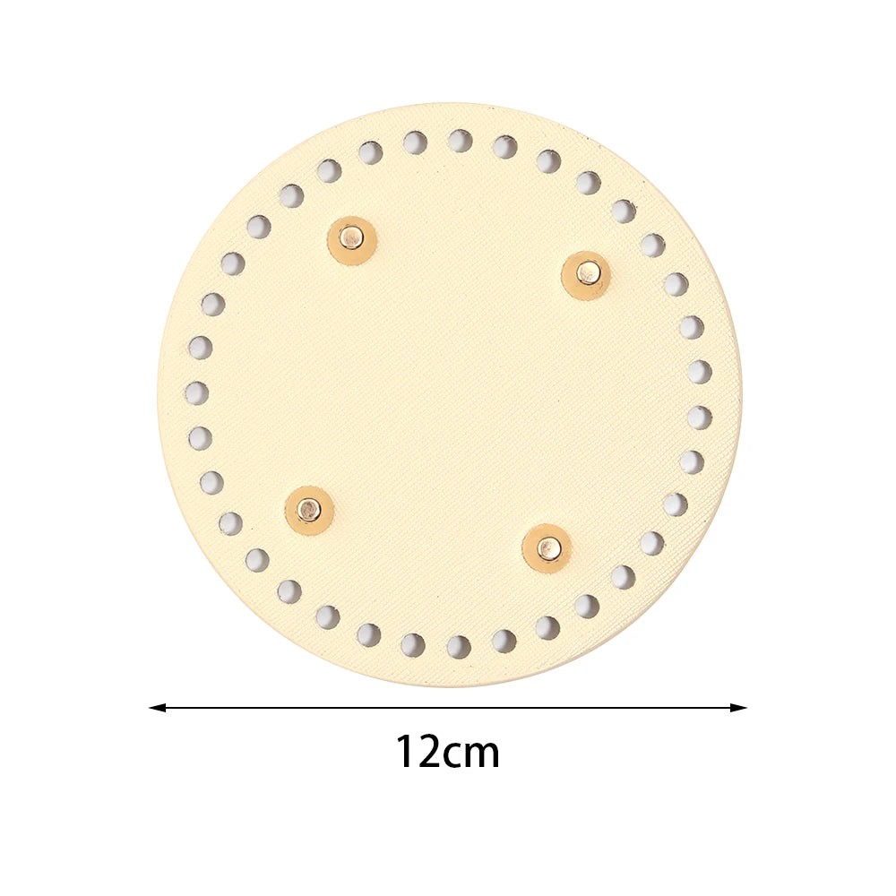 Round PU Leather Bag Base with Rivets – 12/15/18cm DIY Handbag Bag Making Base PLUSH apricot 12cm