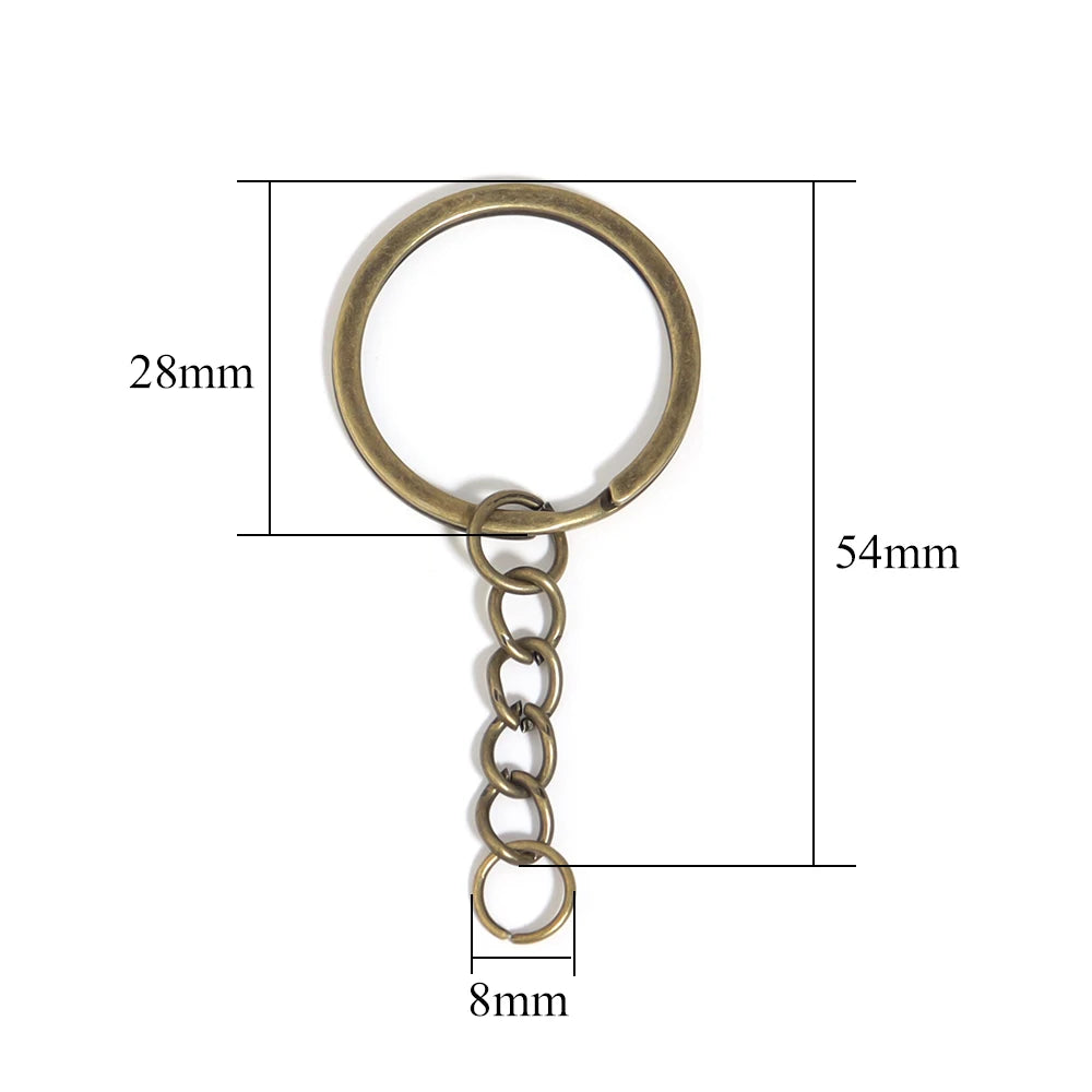 28mm Metal Split Key Rings with Chain – DIY Jewelry 5-20pcs Jewelry Making Findings PLUSH