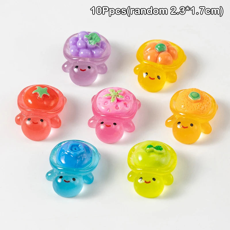 10pcs Mini Glow Resin Turtle Figurines – Dollhouse Desk Decor Miniature Figurines PLUSH A1