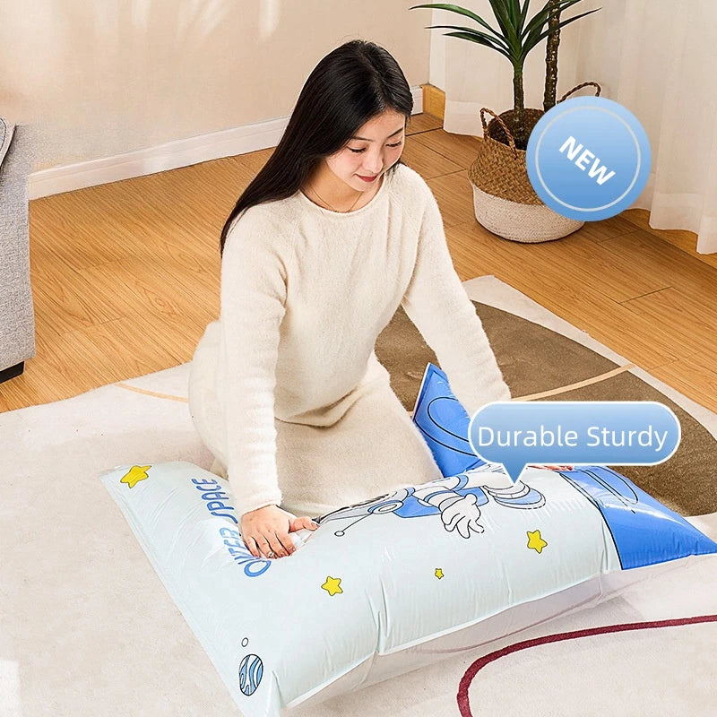 Reusable Vacuum Storage Bag with Pump – Cartoon Astronaut Vacuum Storage Bag PLUSH