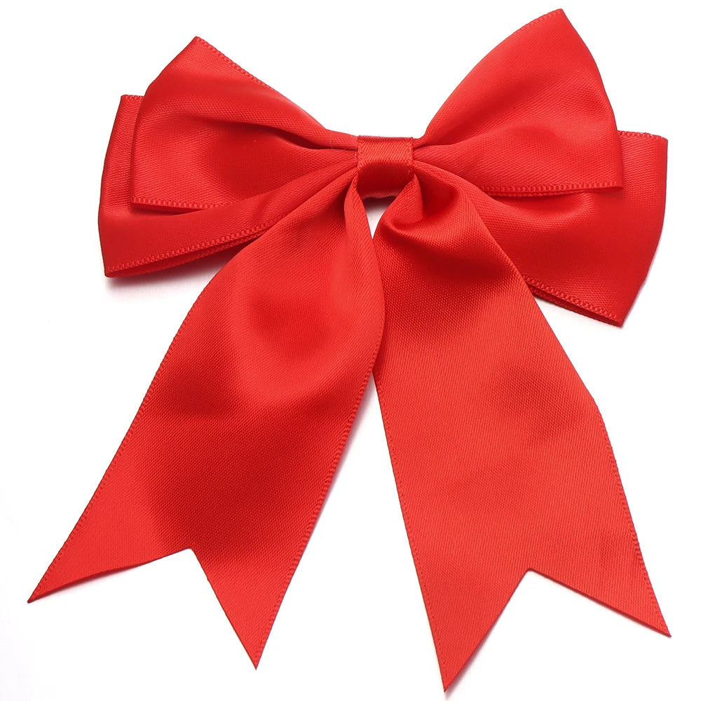 5pcs Double Layer Satin Swallowtail Bows – DIY Hair & Jewelry Ribbon Bow Findings PLUSH red