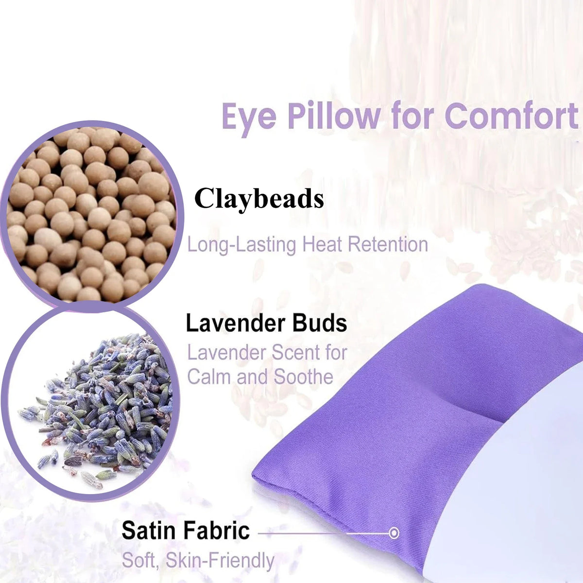 Weighted Lavender Eye Pillow – Heated Yoga & Sleep Mask Aromatherapy Eye Pillow PLUSH