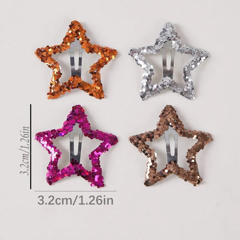 20pcs Star Hair Clips – Colorful Sequin Snap Barrettes for Girls Hair Clips Barrettes PLUSH
