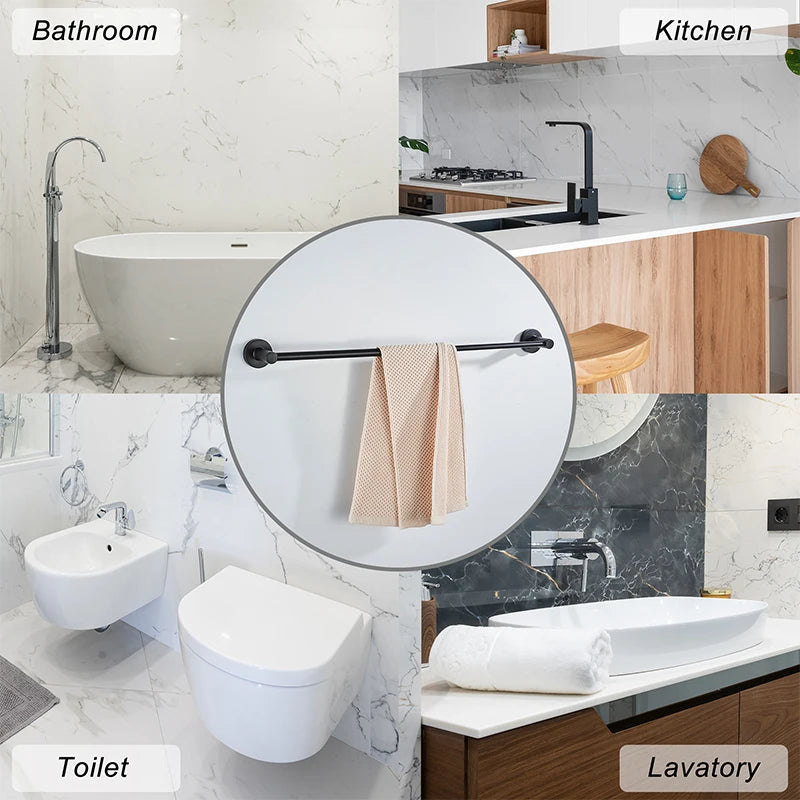 Retractable Towel Bar Stainless Steel – Black & Chrome Retractable Towel Bar PLUSH