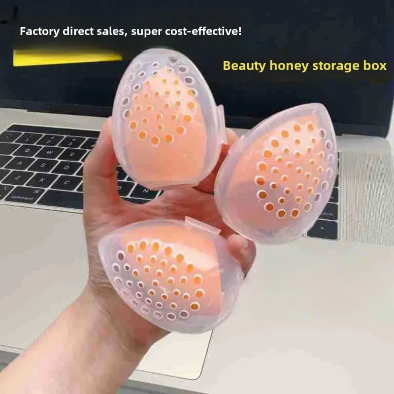 Egg-Shaped Makeup Sponge Storage Box & Blender Drying Stand Makeup Sponge Organizer PLUSH