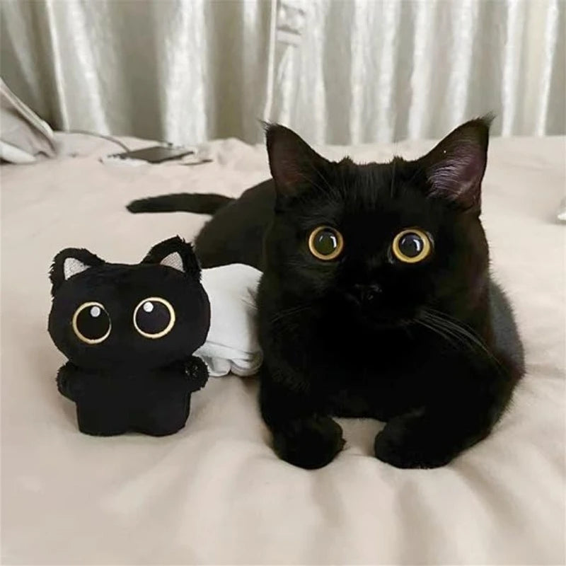 Cute Black Cat Plush Keychain – Big-Eyed Kitten Key Ring Plush Keychain Charm PLUSH
