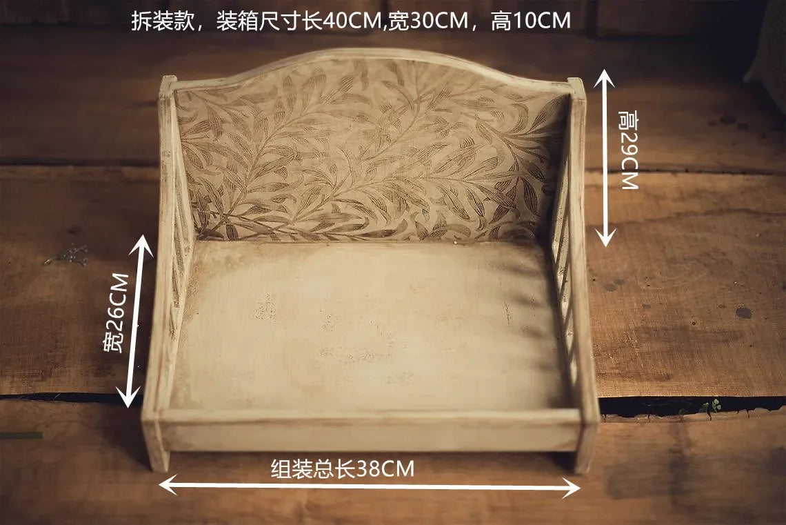 Newborn Photography Prop Wooden Vintage Chair Sofa Crib Photography Prop PLUSH printing