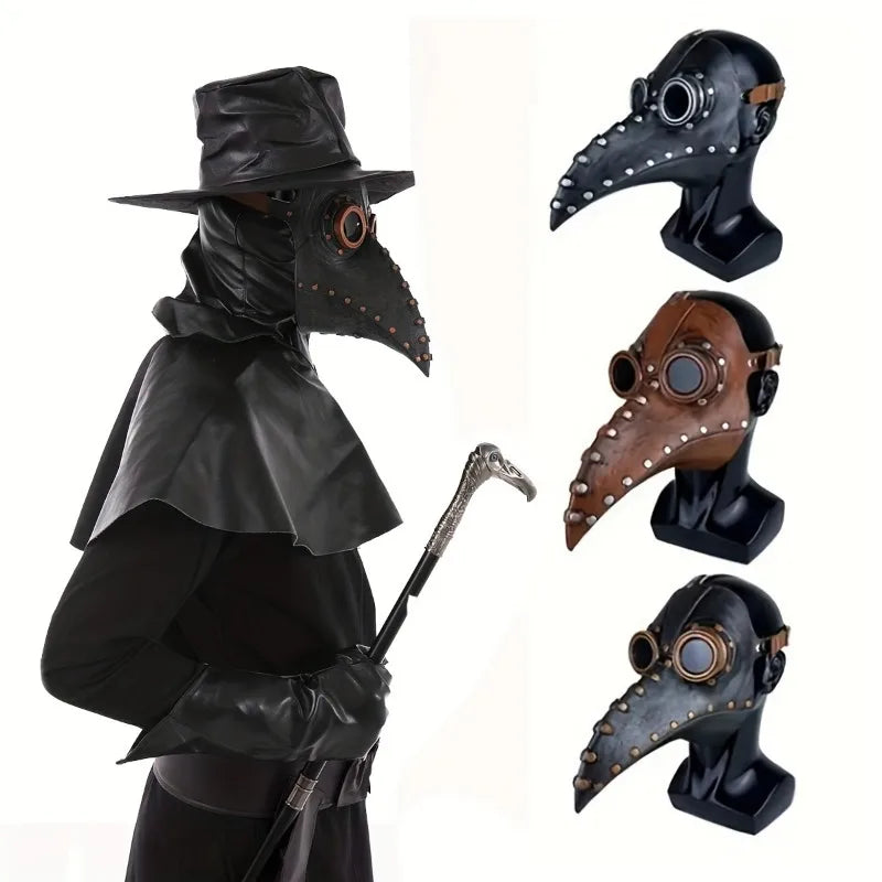 Bird Beak Plague Doctor Mask | Natural Latex Steampunk Cosplay Costume Mask PLUSH