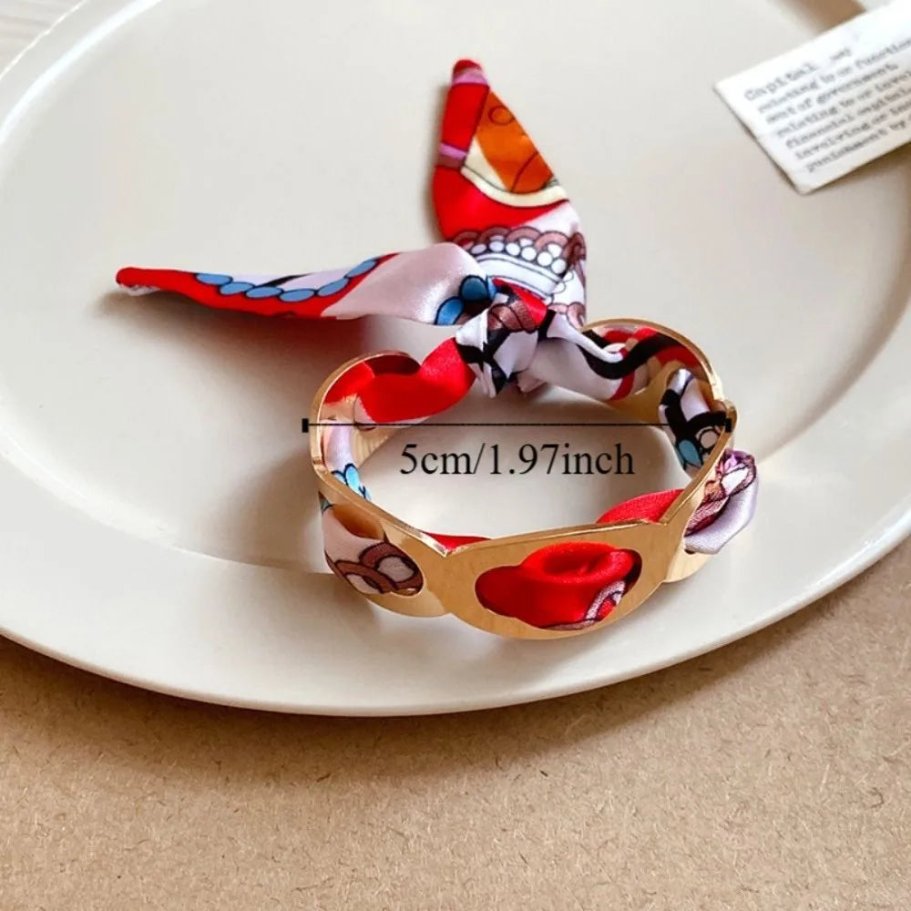 Bohemian Silk Cuff Bracelet – Retro Metal Alloy Scarf Bangle Cuff Bracelet PLUSH