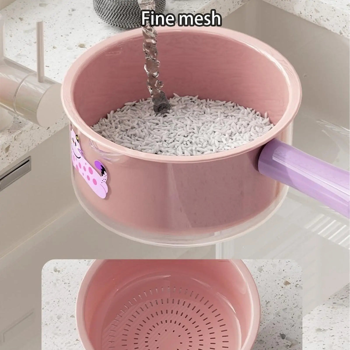 Double-Layer Fruit Washing Basket & Colander with Handle Kitchen Colander Basket PLUSH