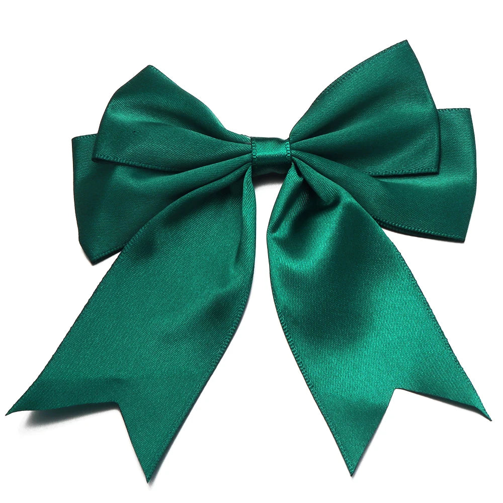 5pcs Double Layer Satin Swallowtail Bows – DIY Hair & Jewelry Ribbon Bow Findings PLUSH dark green