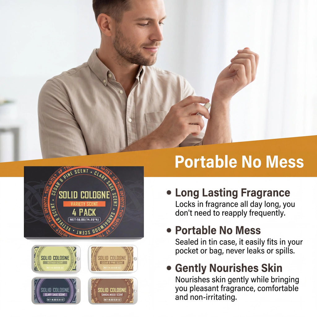 Men's Solid Cologne Balm Set – 8 Scents Pocket Perfume Solid Cologne Balm PLUSH