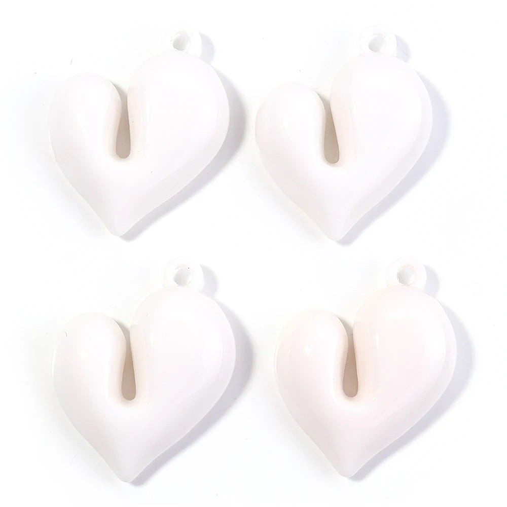 4pcs Acrylic Irregular Heart Charms Pendants – DIY Jewelry Jewelry Charm Pendants PLUSH White