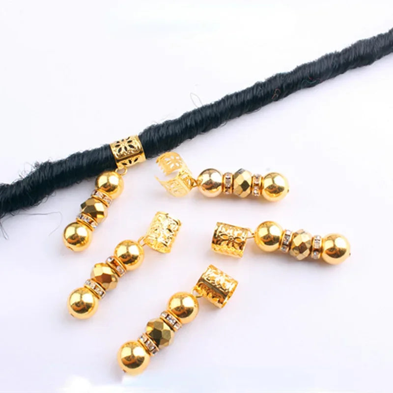 5pcs Hollow Flower Hair Cuffs – Dreadlock Braid Rings & Tubes