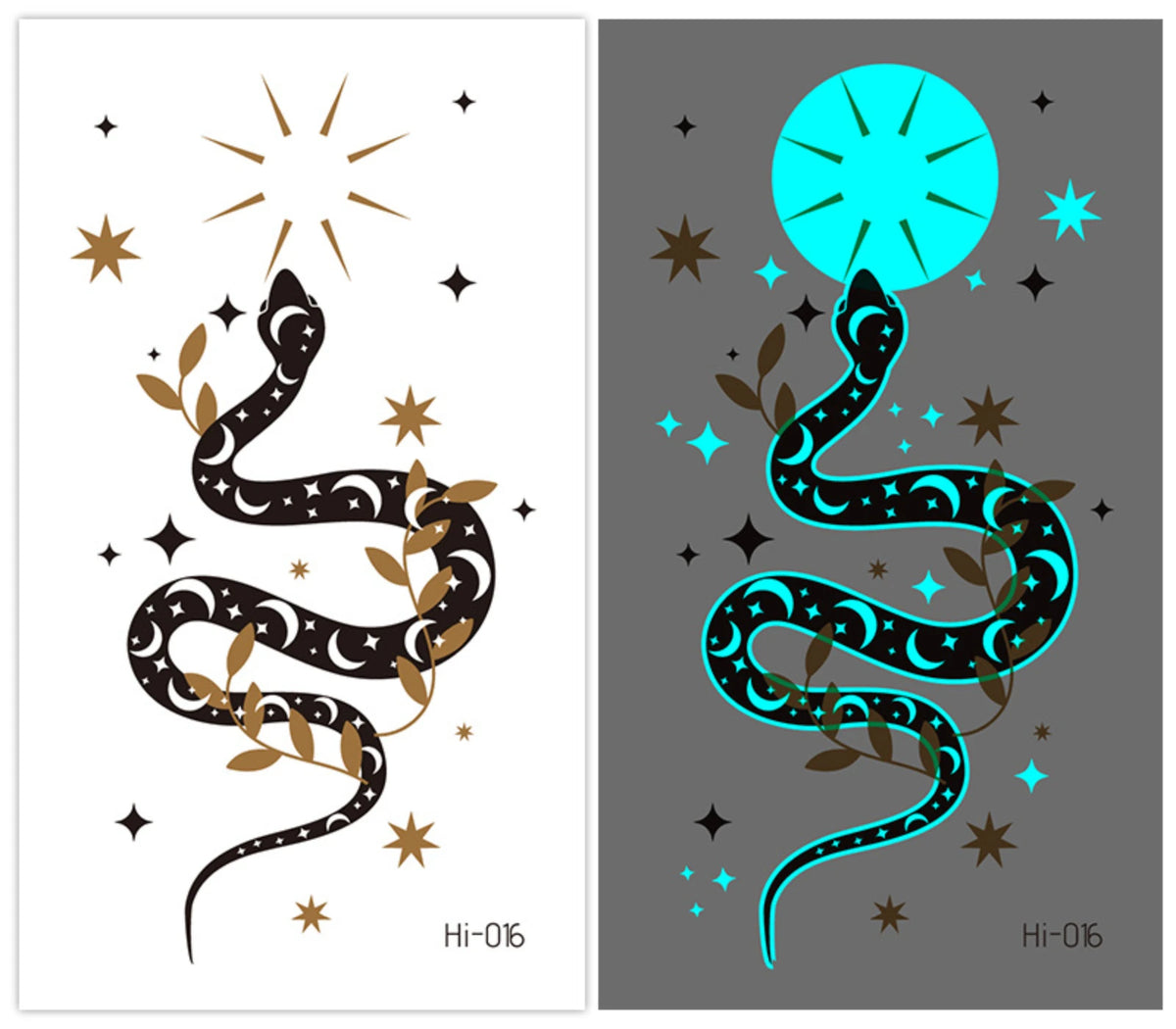 Luminous Glow Temporary Tattoo Stickers – Snake & Butterfly Temporary Tattoo Stickers PLUSH Hi-016