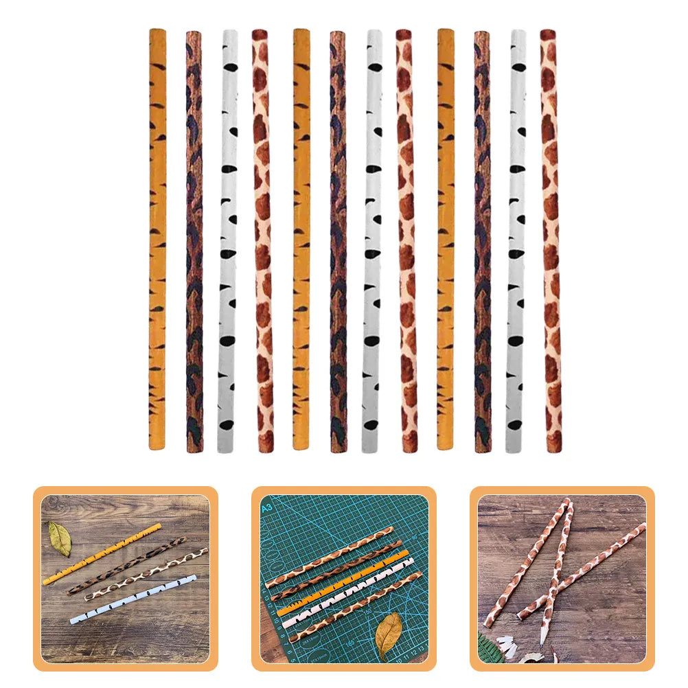 Animal Print Pencils 12 Pack – Giraffe Zebra Leopard Kids Set Kids Novelty Pencils PLUSH Default Title
