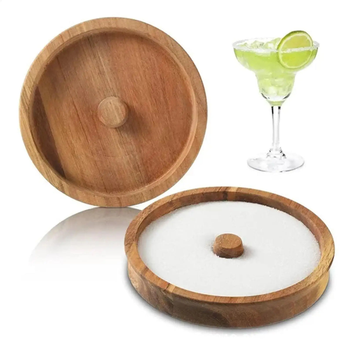 Wooden Cocktail Salt & Sugar Rimmer Dish | Margarita Bar Tool Cocktail Rimmer Dish PLUSH