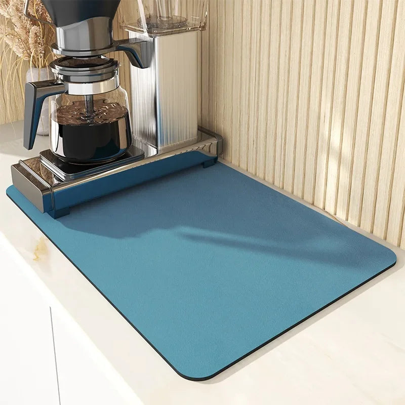 Diatomite Dish Drying Mat – Super Absorbent Kitchen Drain Pad Dish Drying Mat PLUSH Green 60x50cm