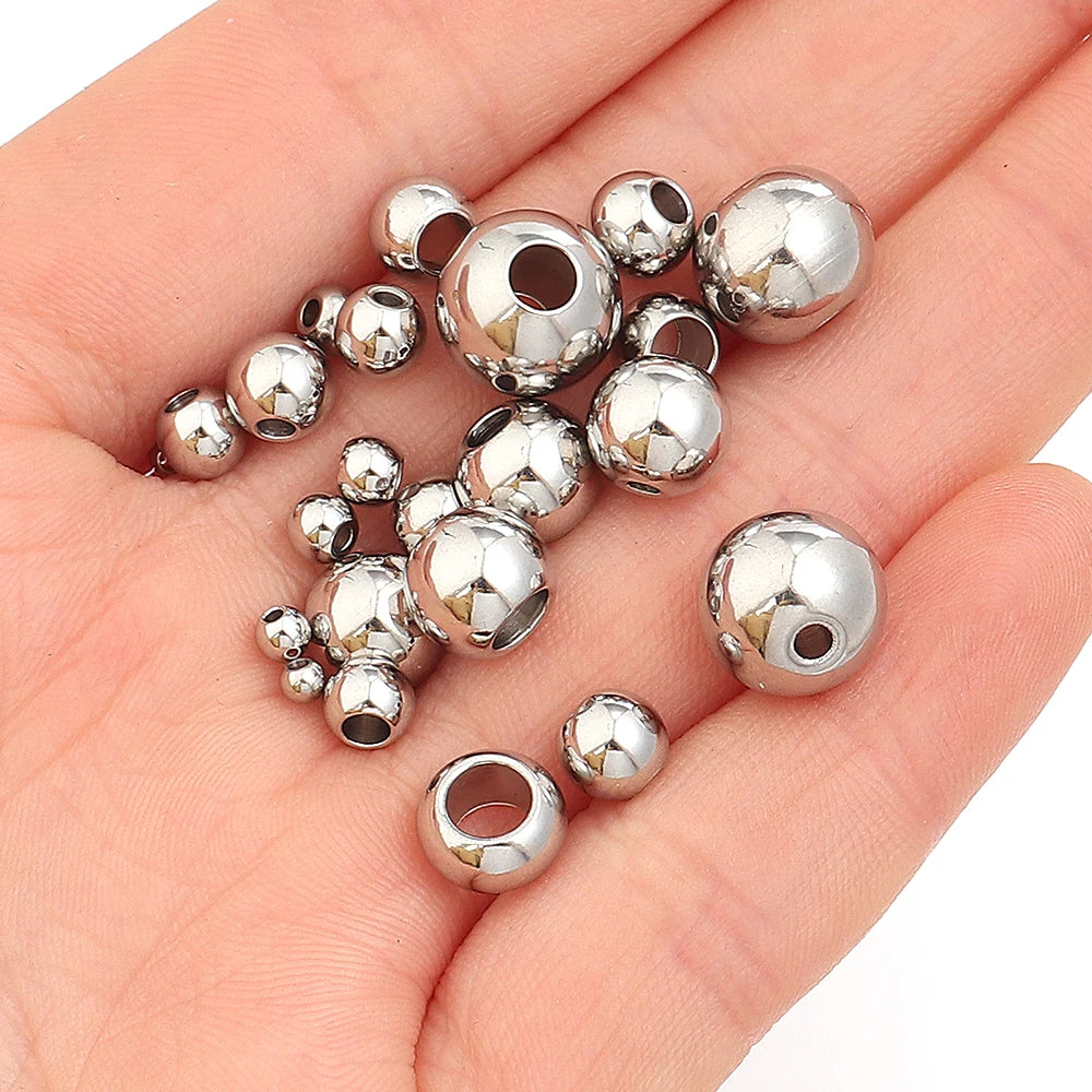 Silver Stainless Steel Big Hole Spacer Beads – DIY Jewelry Spacer Beads PLUSH