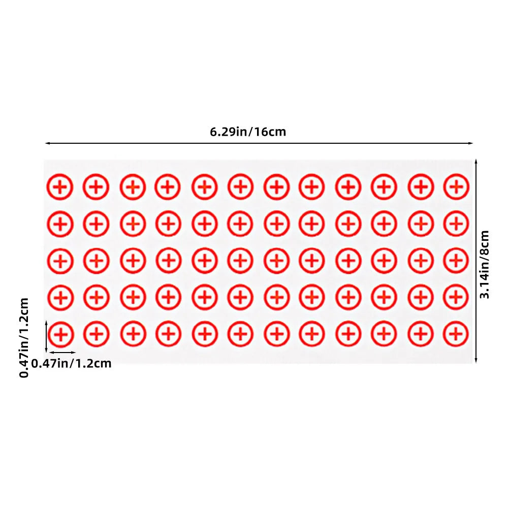 6-Sheet Electrical Polarity Stickers 12mm Round PVC Labels 360ct Electrical Label Stickers PLUSH