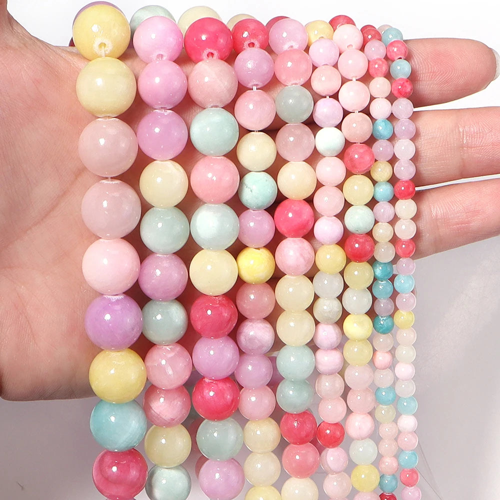 Yellow Jade Stone Round Spacer Beads – DIY Jewelry Making Stone Spacer Beads PLUSH