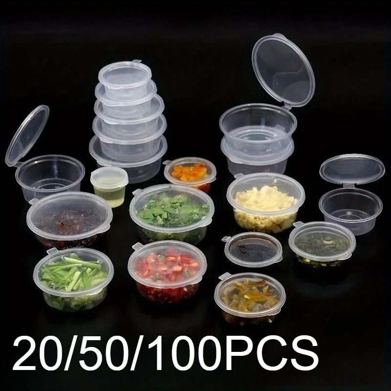 Plastic Sauce Jars with Lids – Leak-Proof 20/50/100pcs Cups Sauce Storage Cups PLUSH