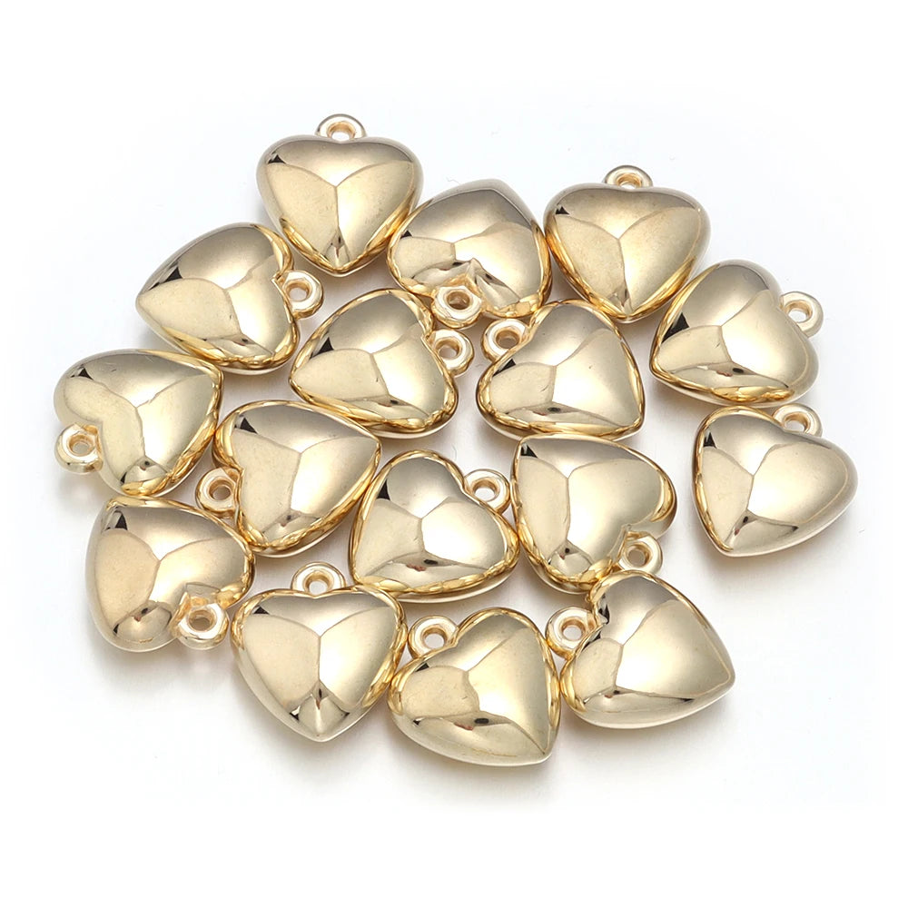 20pcs CCB Heart Charm Pendant Beads – DIY Jewelry Making Charm Pendant Beads PLUSH KC Gold 10X8mm