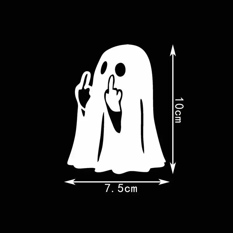 Funny Ghost Middle Finger Car Sticker – Waterproof PVC Decal Car Decal Sticker PLUSH B