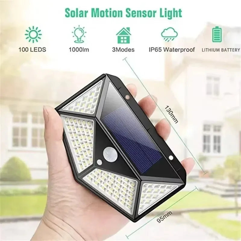 100 LED Solar Motion Sensor Light – IP65, 270° Outdoor Solar Motion Light PLUSH