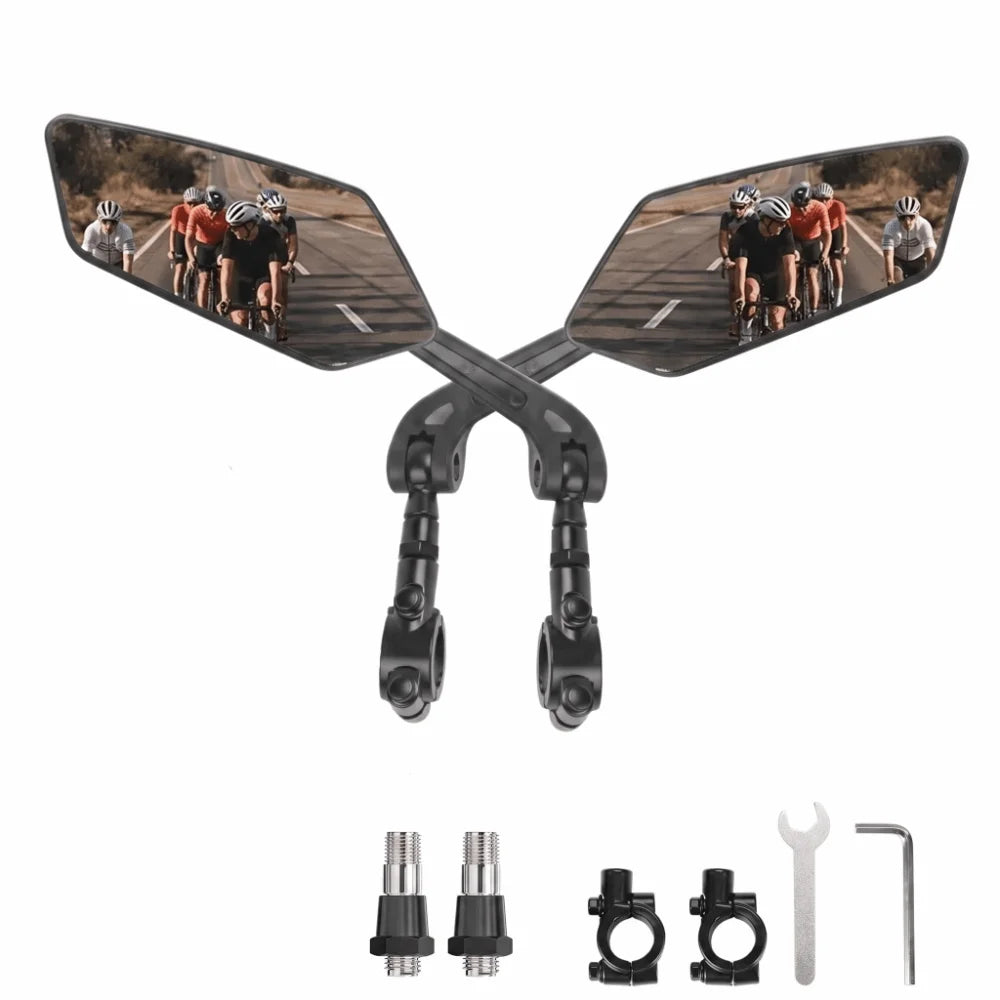Wide Angle Anti-Glare Bicycle Handlebar Mirror | 360° Adjust Bicycle Handlebar Mirror PLUSH Black